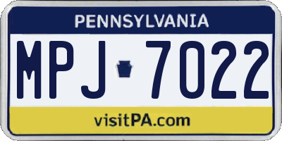 PA license plate MPJ7022