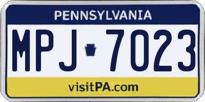 PA license plate MPJ7023