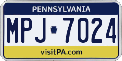 PA license plate MPJ7024