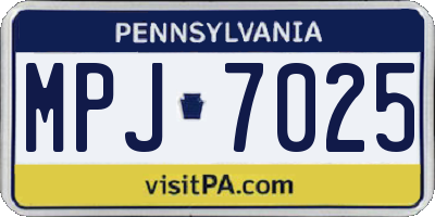 PA license plate MPJ7025
