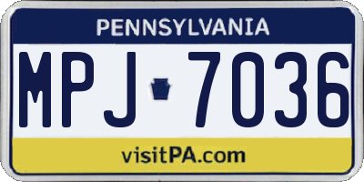 PA license plate MPJ7036