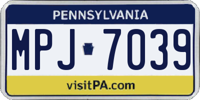 PA license plate MPJ7039