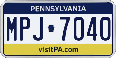 PA license plate MPJ7040