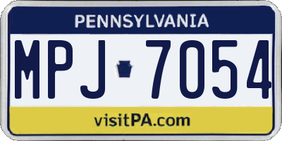 PA license plate MPJ7054