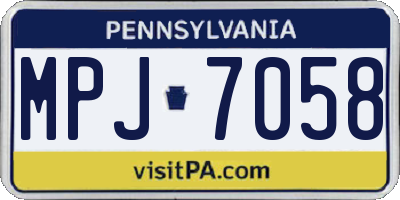 PA license plate MPJ7058