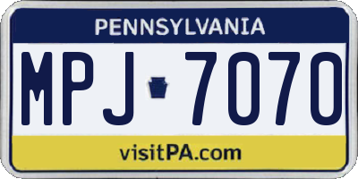 PA license plate MPJ7070