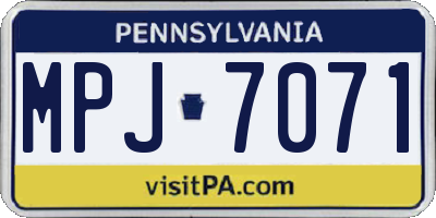 PA license plate MPJ7071