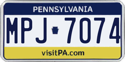 PA license plate MPJ7074