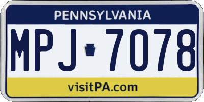 PA license plate MPJ7078