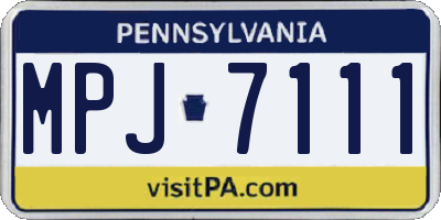 PA license plate MPJ7111