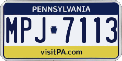 PA license plate MPJ7113