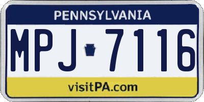 PA license plate MPJ7116