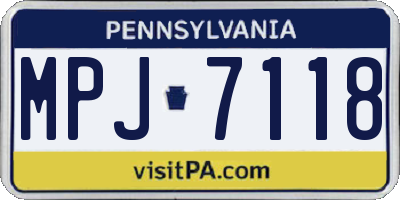 PA license plate MPJ7118