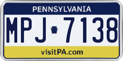 PA license plate MPJ7138