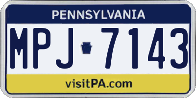 PA license plate MPJ7143