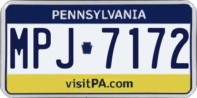 PA license plate MPJ7172