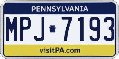 PA license plate MPJ7193