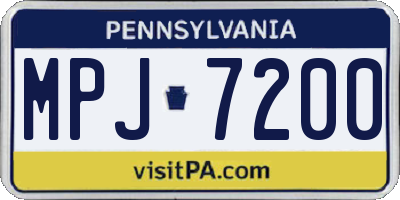 PA license plate MPJ7200