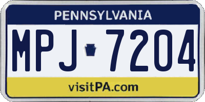 PA license plate MPJ7204