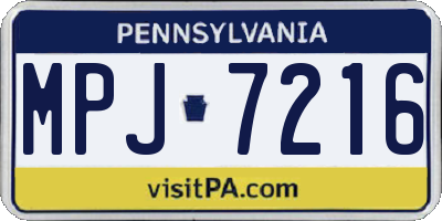 PA license plate MPJ7216