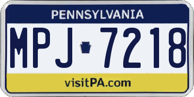 PA license plate MPJ7218