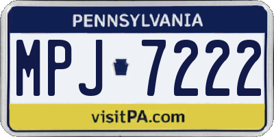 PA license plate MPJ7222