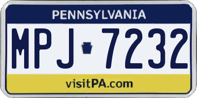 PA license plate MPJ7232