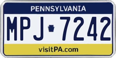 PA license plate MPJ7242