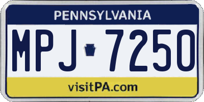 PA license plate MPJ7250