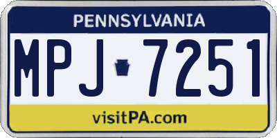 PA license plate MPJ7251