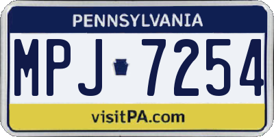 PA license plate MPJ7254