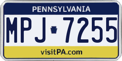 PA license plate MPJ7255