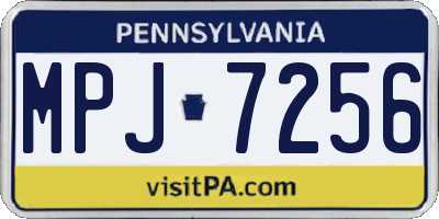 PA license plate MPJ7256