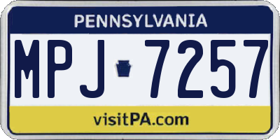 PA license plate MPJ7257