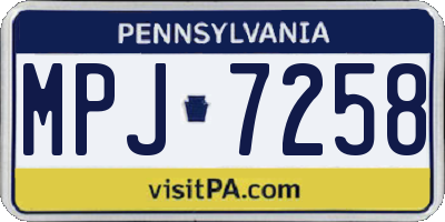 PA license plate MPJ7258