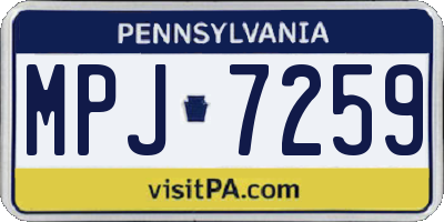 PA license plate MPJ7259