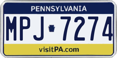 PA license plate MPJ7274