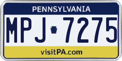 PA license plate MPJ7275