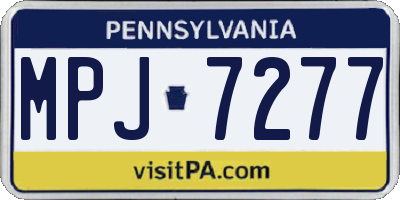 PA license plate MPJ7277