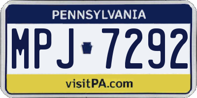 PA license plate MPJ7292
