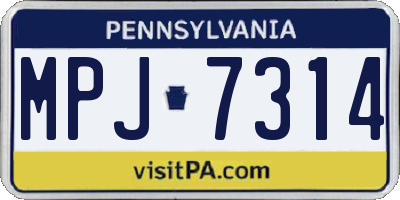 PA license plate MPJ7314