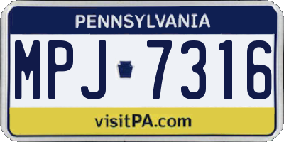 PA license plate MPJ7316