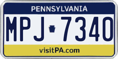 PA license plate MPJ7340