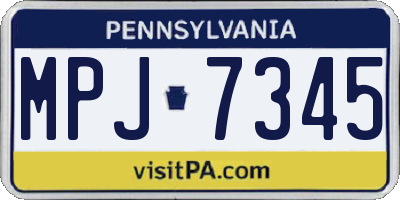 PA license plate MPJ7345