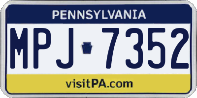 PA license plate MPJ7352