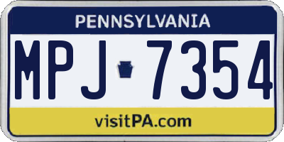 PA license plate MPJ7354