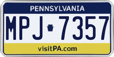 PA license plate MPJ7357