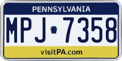 PA license plate MPJ7358