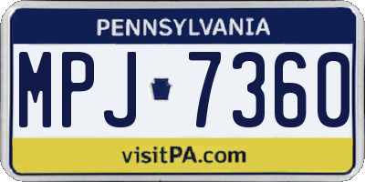 PA license plate MPJ7360