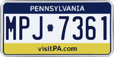 PA license plate MPJ7361